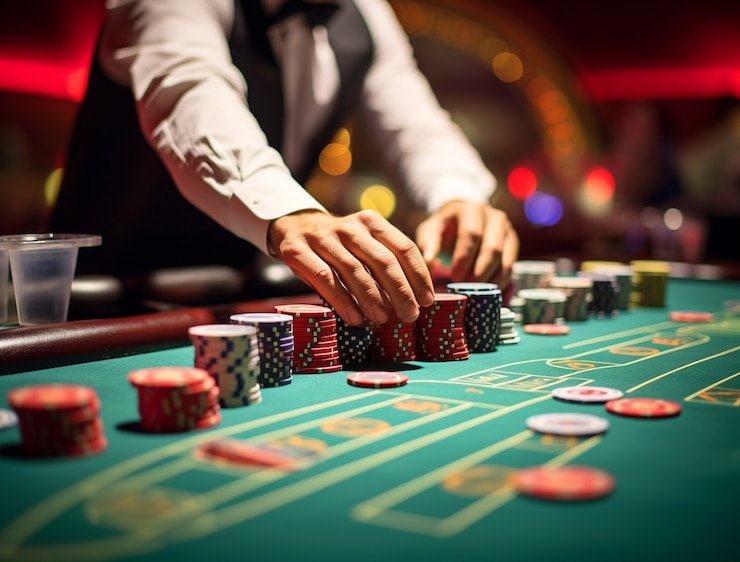 Tampilan studio Monopoly Live di rupiahslot dengan dealer dan papan permainan